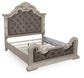 Andonhall King Upholstered Panel Bed with Mirrored Dresser