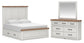 Savonport Queen Panel Bed with Storage, Dresser and Mirror