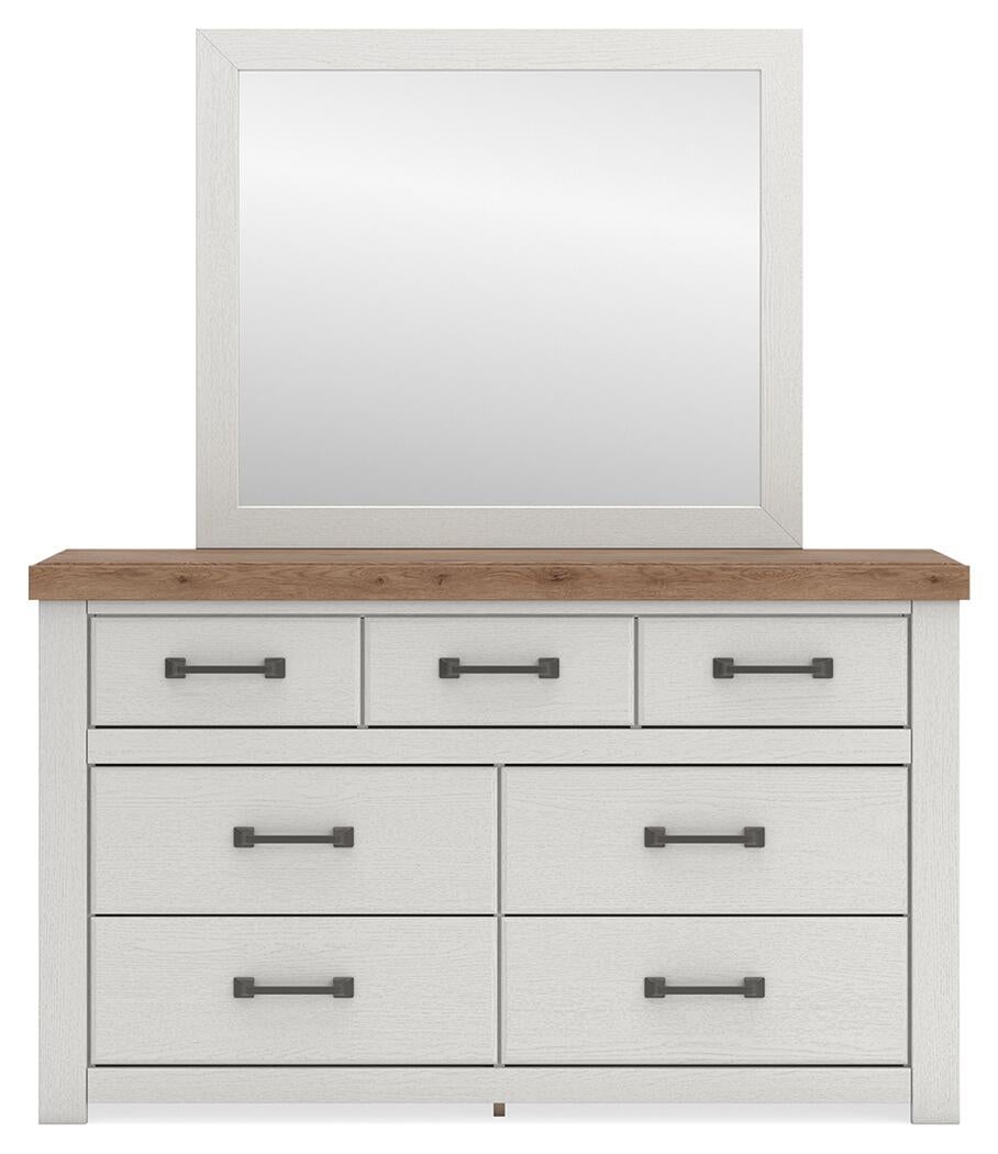 Savonport King Panel Bed with Storage, Dresser and Mirror