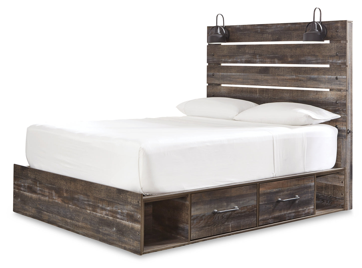 Drystan Queen Panel Bed with 4 Storage Drawers with Dresser