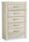 Bellaby  Crossbuck Panel Bed With Mirrored Dresser, Chest And 2 Nightstands