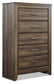 Juararo California King Poster Bed with Mirrored Dresser, Chest and 2 Nightstands