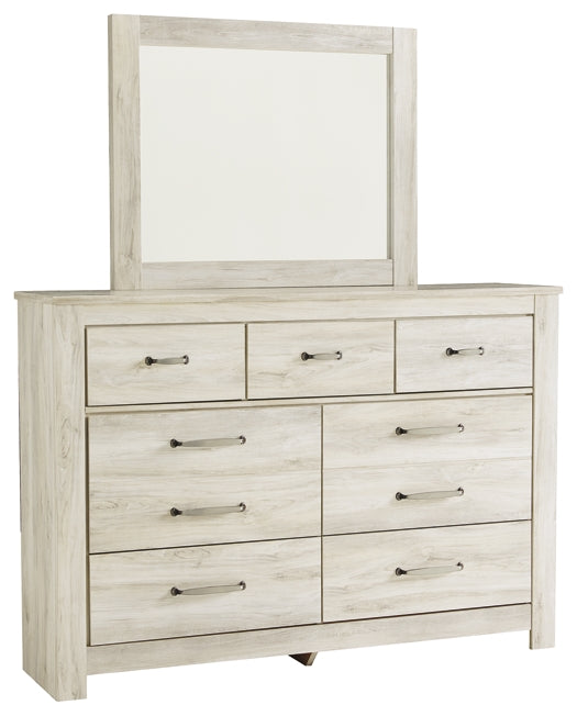 Bellaby Queen Panel Headboard with Mirrored Dresser
