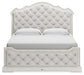 Arlendyne California King Upholstered Bed with Mirrored Dresser, Chest and 2 Nightstands