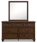 Danabrin King Panel Bed with Mirrored Dresser and Chest