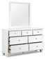 Fortman Queen Panel Bed with Mirrored Dresser and Nightstand